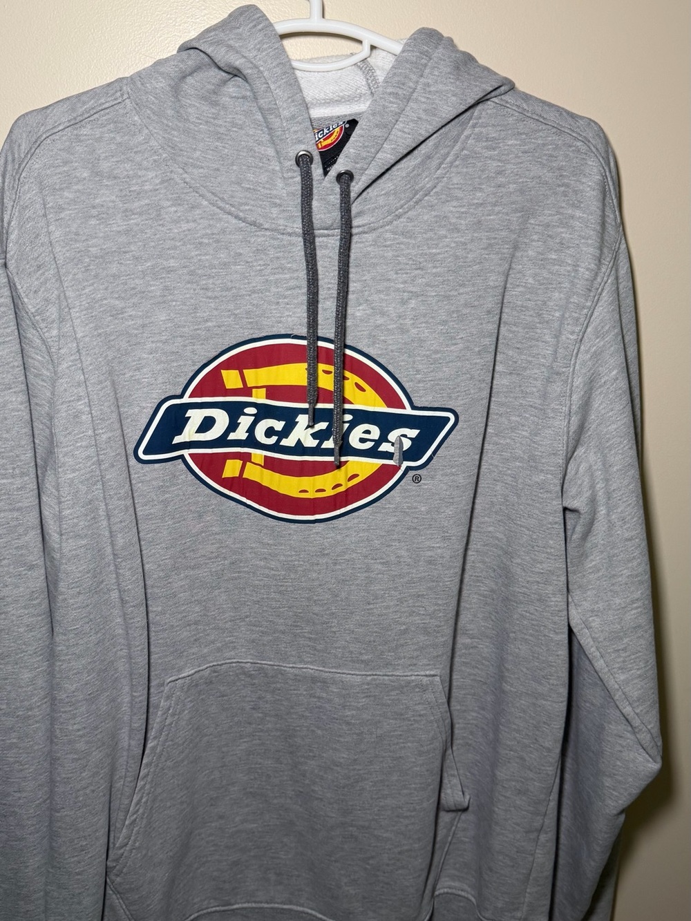 Dickies Light Gray Crewneck Hoodie with Red & Yellow Logo